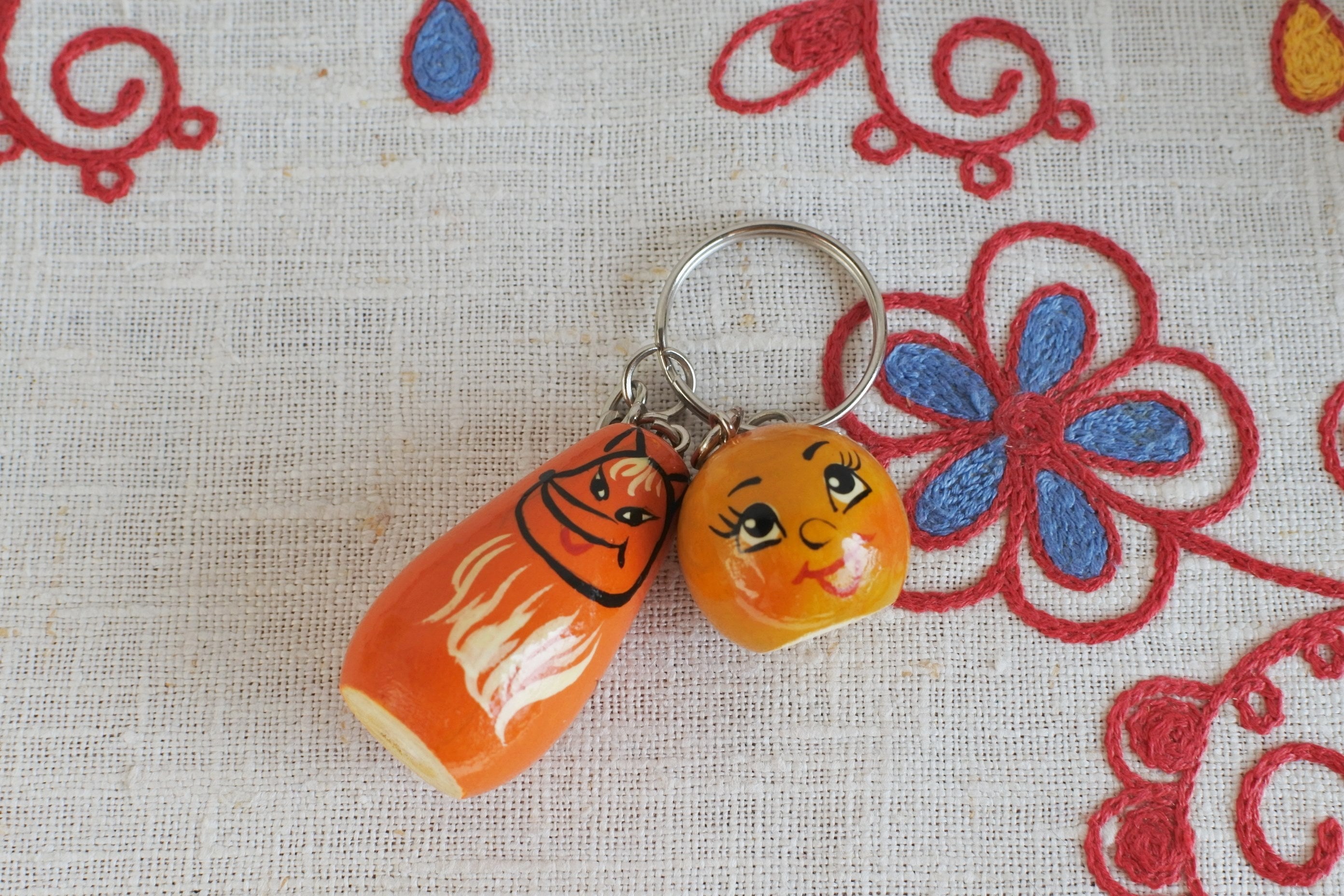 キーホルダー ロシア民話おだんごパン キツネ 木製 ロシア雑貨いりえの