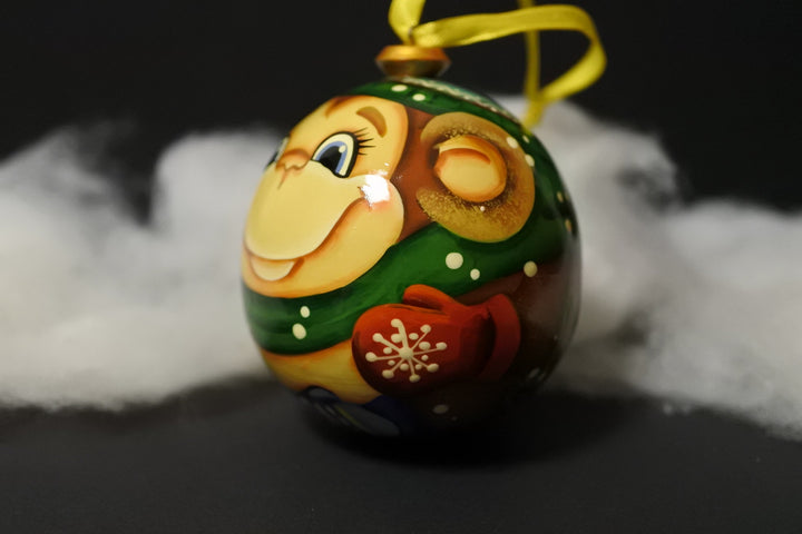 クリスマスボール ミトンをしたおサル