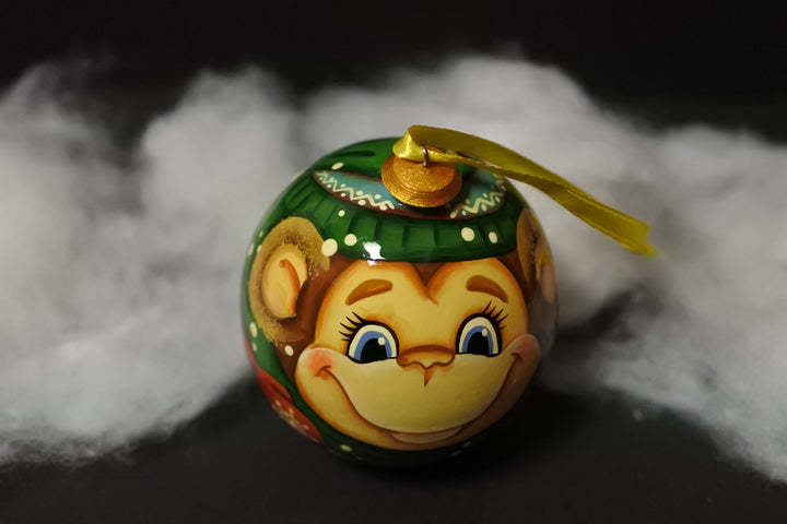 クリスマスボール ミトンをしたおサル