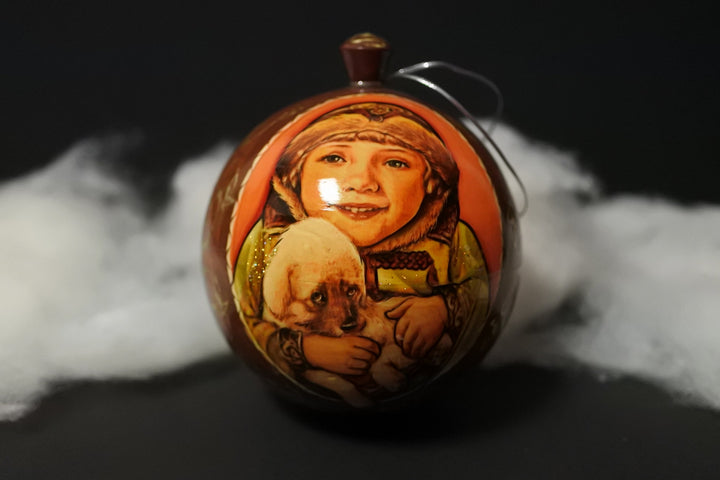 クリスマスボール 犬と少年