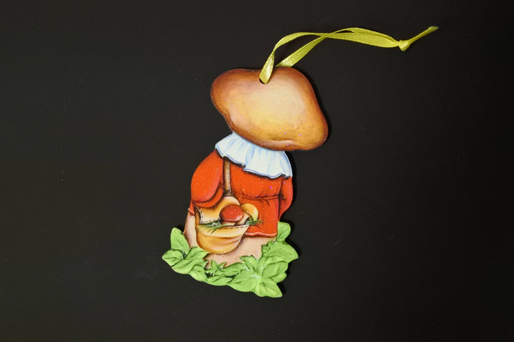 クリスマスオーナメント キノコの妖精 猫とひなたぼっこ