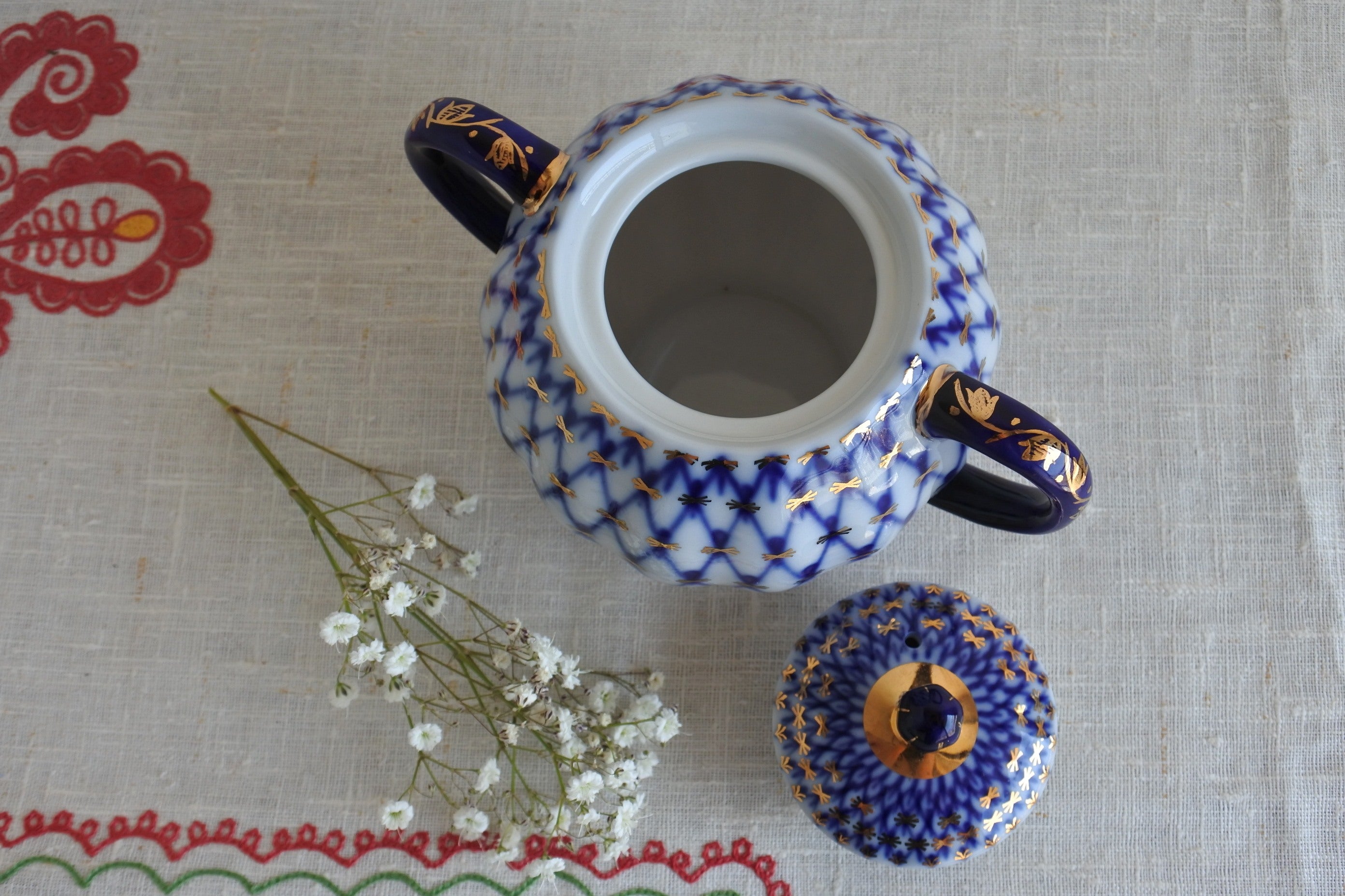 ロモノーソフ LOMONOSOV コバルトネット ポット クリーマー セット ロモノーソフ LOMONOSOV コバルトネット ポット クリーマー セット