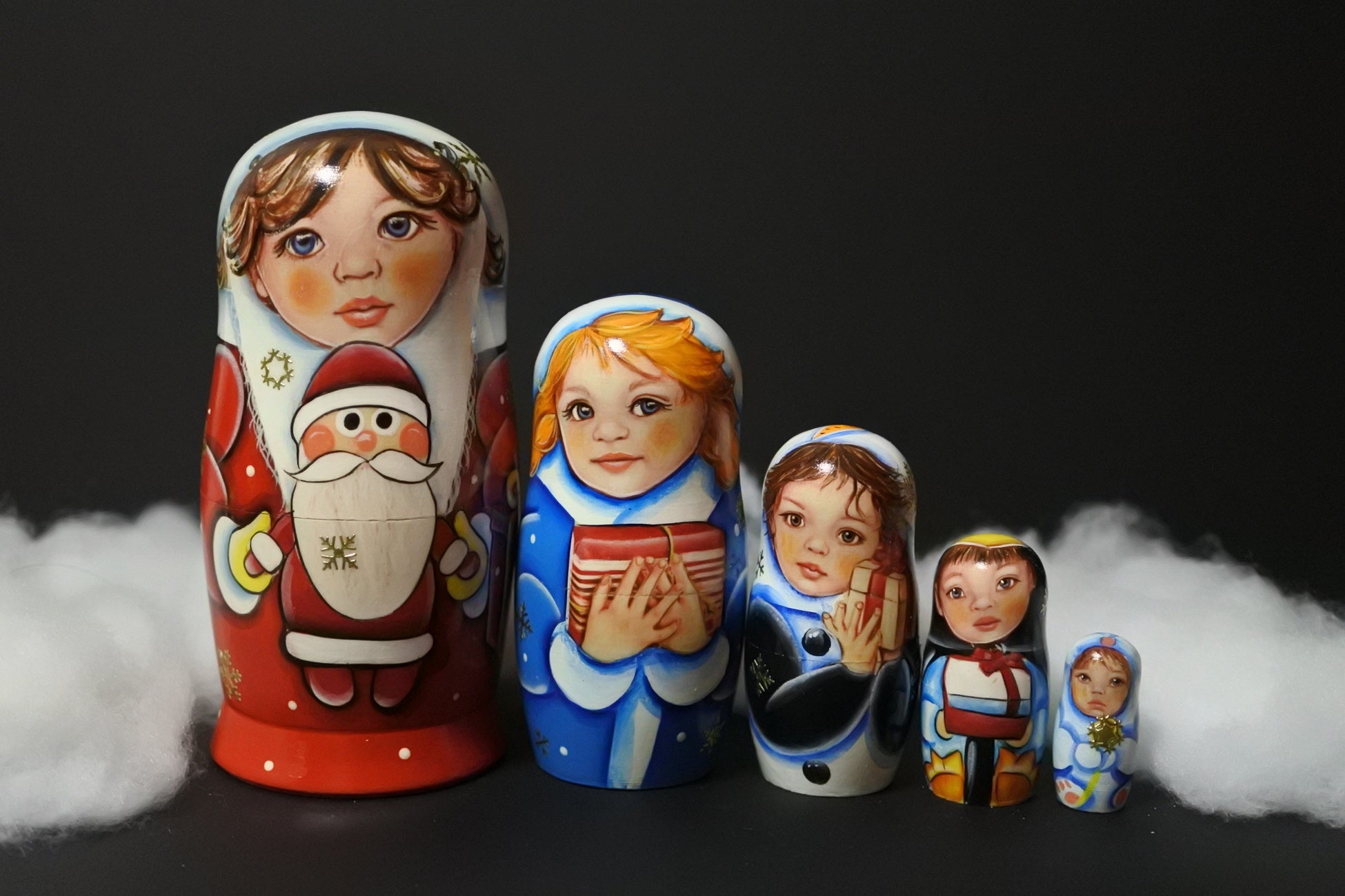 ロシア雑貨☆イコンマトリョーシカ クリスマス(5P)コブロフ工房 ロシア雑貨☆イコンマトリョーシカ クリスマス(5P)コブロフ工房 ロシア