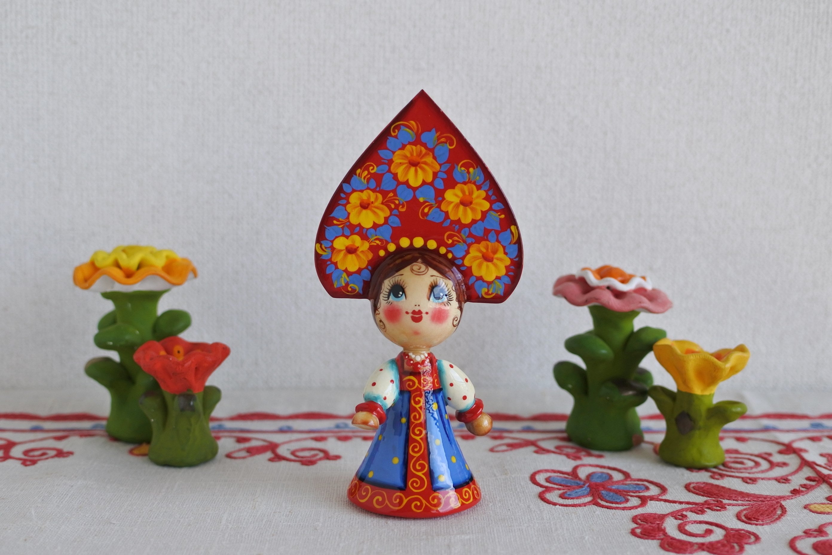 ロシア民芸品 木の人形 マトリョーシカ 動物 ハンドメイド ロシア雑貨