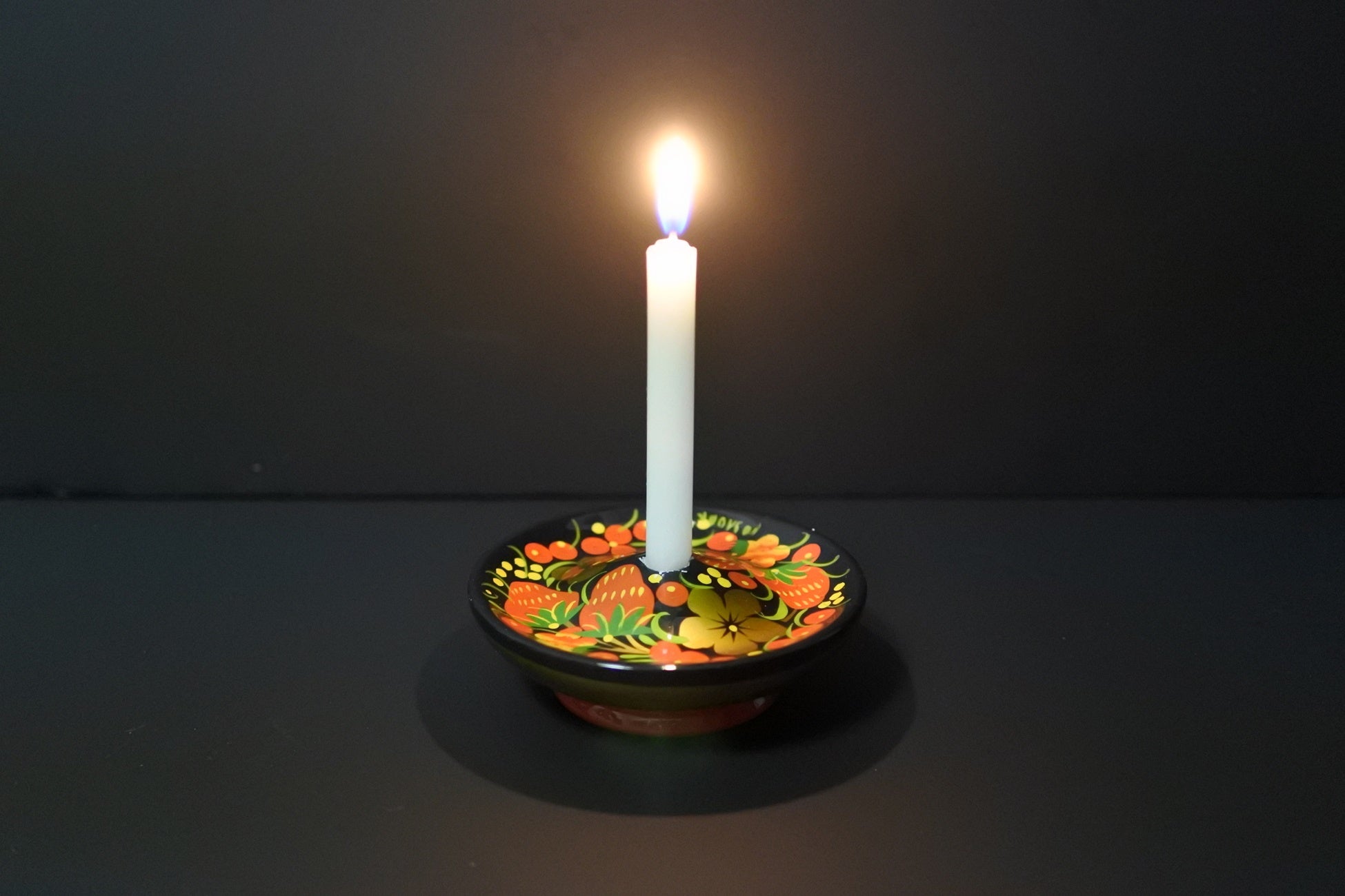 ホフロマ塗 燭台 教会 ローソク立て ロシア工芸品 ロシア雑貨いりえの