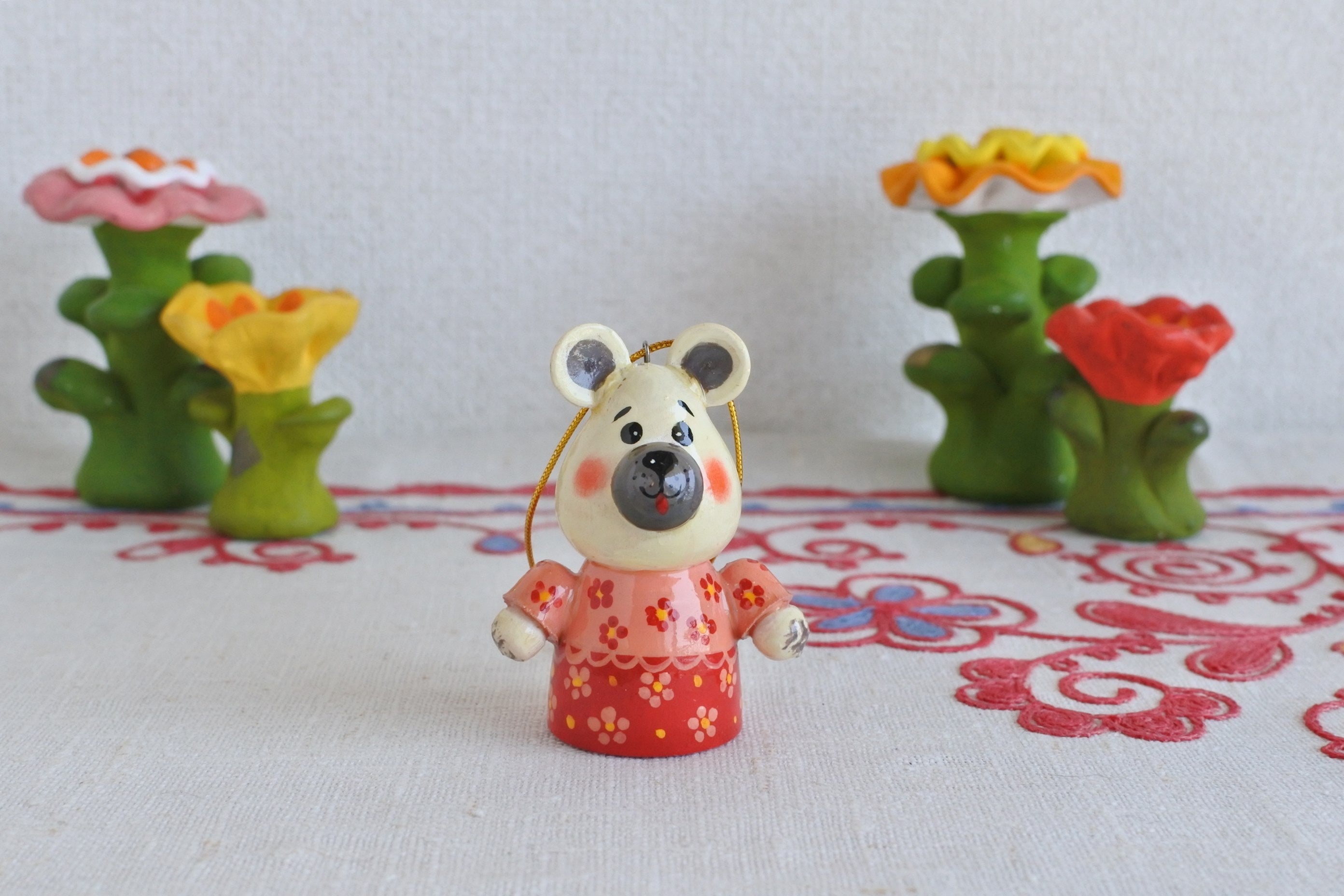 ロシア民芸品 木の人形 マトリョーシカ 動物 ハンドメイド ロシア雑貨
