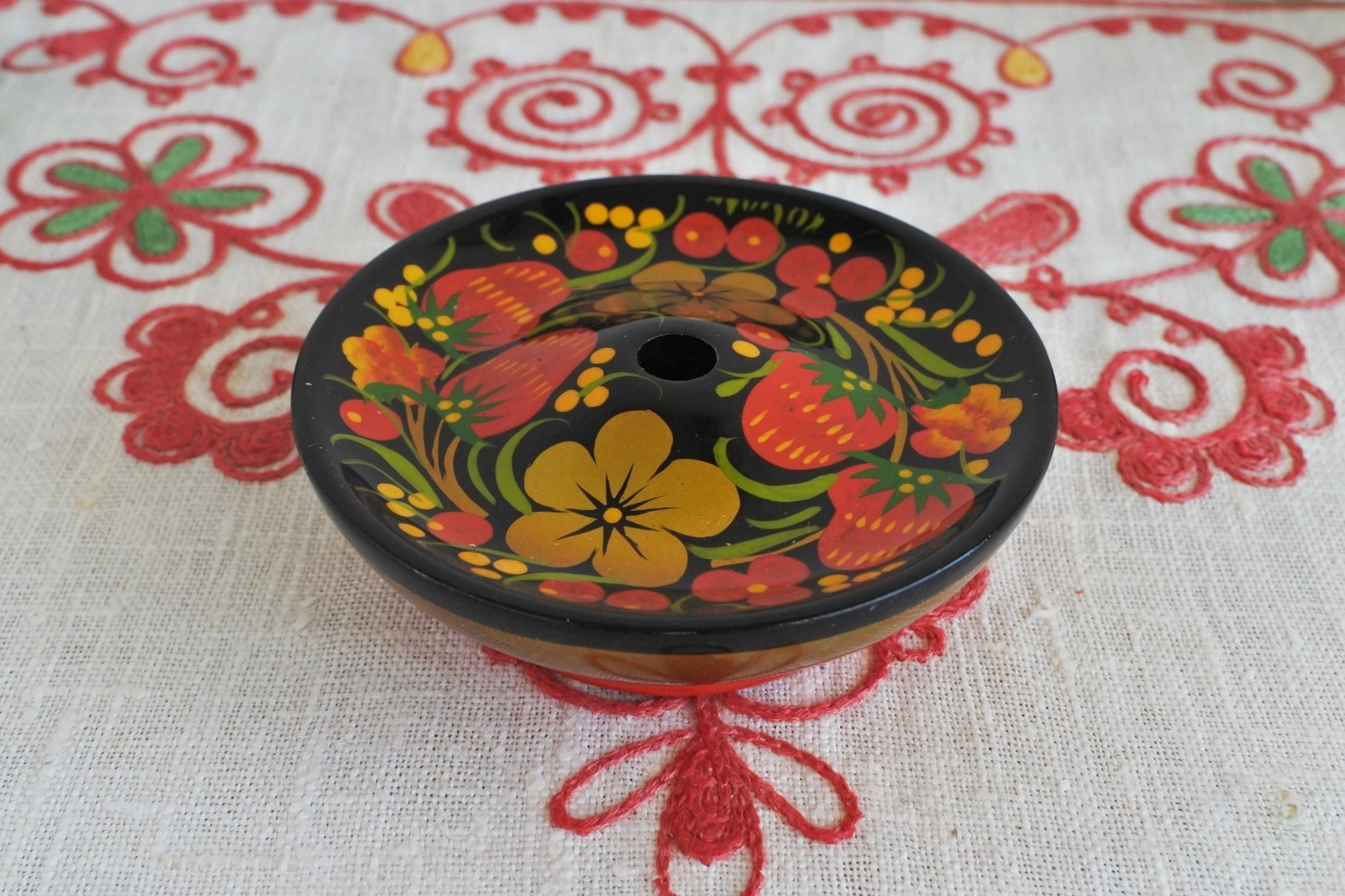 ホフロマ塗 燭台 教会 ローソク立て ロシア工芸品 ロシア雑貨いりえの