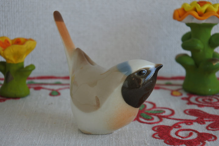 ロモノーソフ陶磁器　鳥　ジョウビタキ