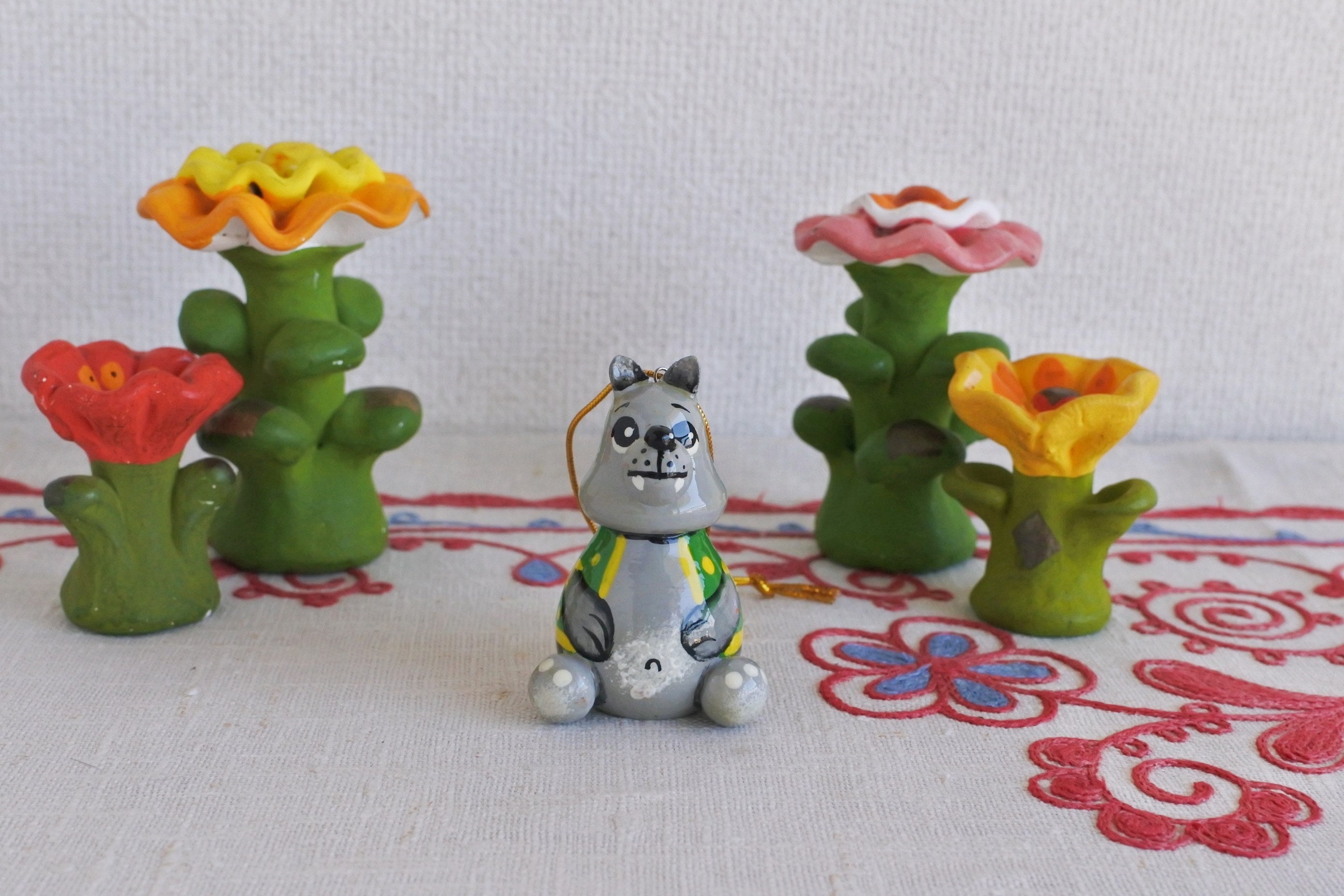 ロシア民芸品 木の人形 マトリョーシカ 動物 ハンドメイド ロシア雑貨