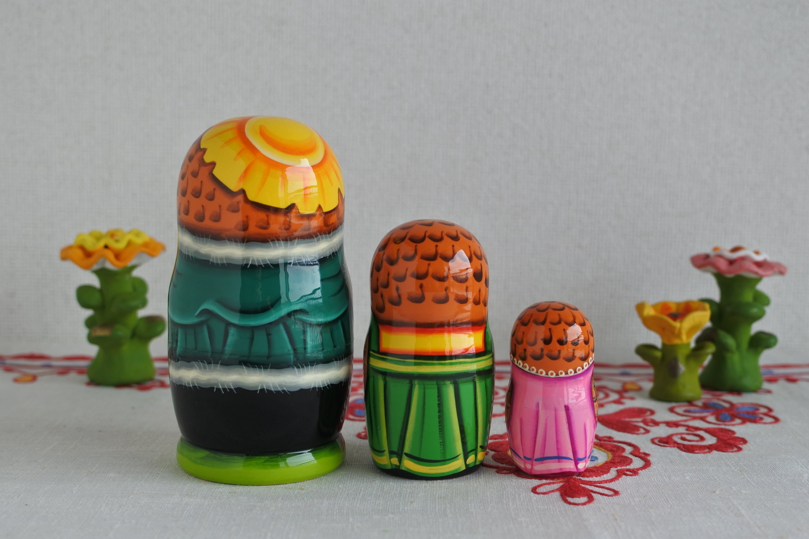 マトリョーシカ ロシア民芸品 フクロウ 3ピース ロシア雑貨い