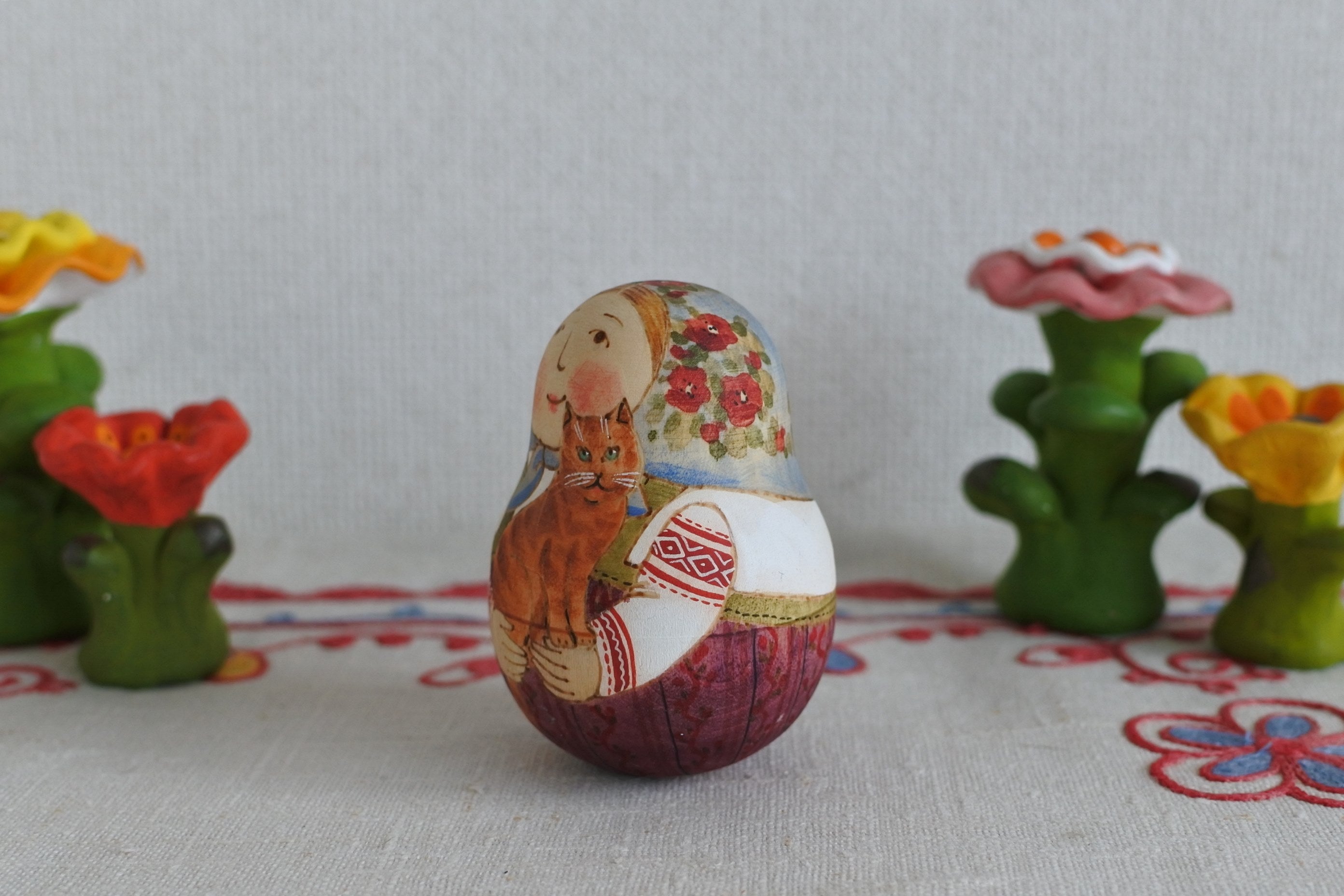 起き上がりこぼし ロシア民芸品 木工 音色 お祝い 贈答品 縁起物