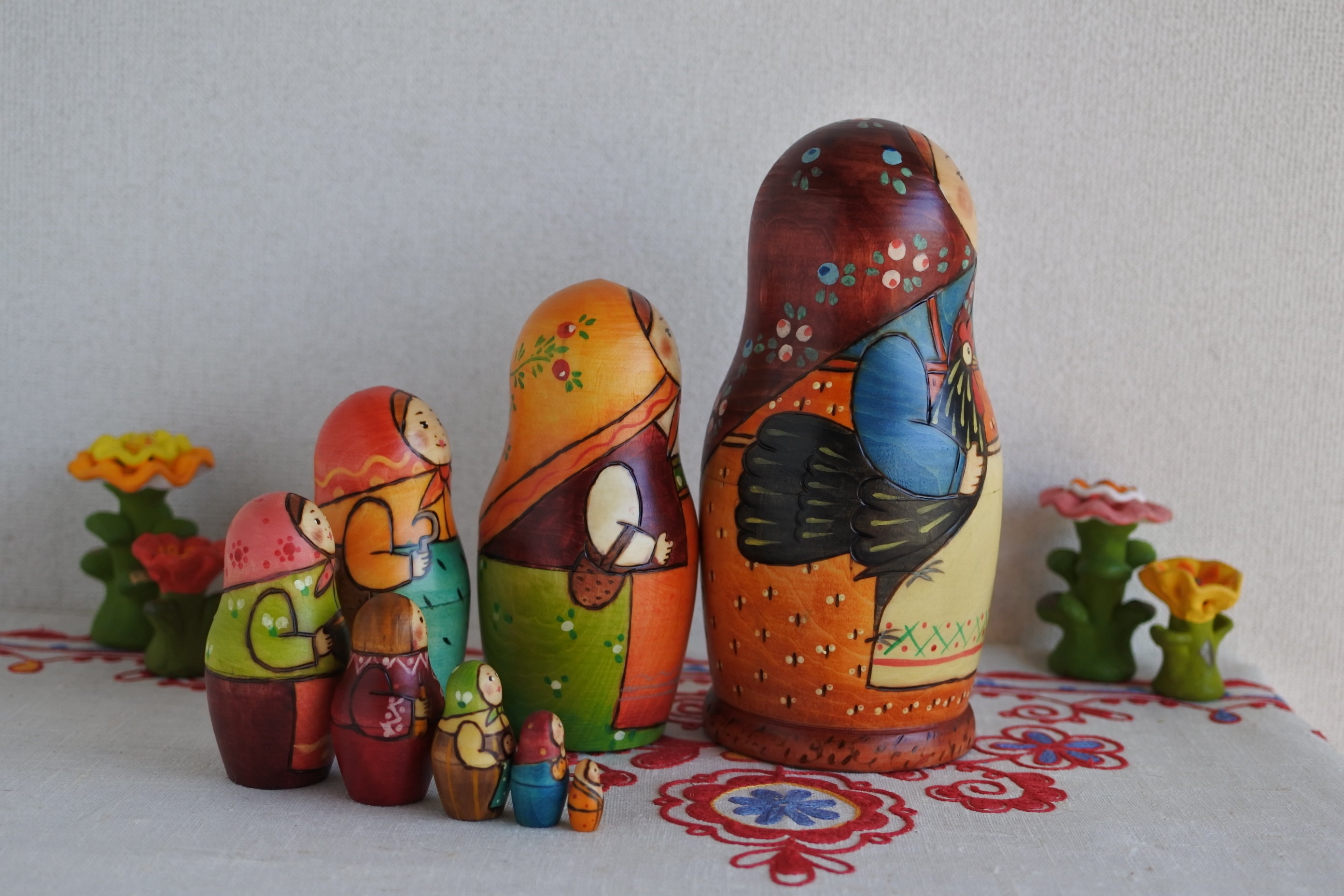 1900年復刻版マトリョーシカ 8ピース 農婦 マトリョーナ 一番最初の