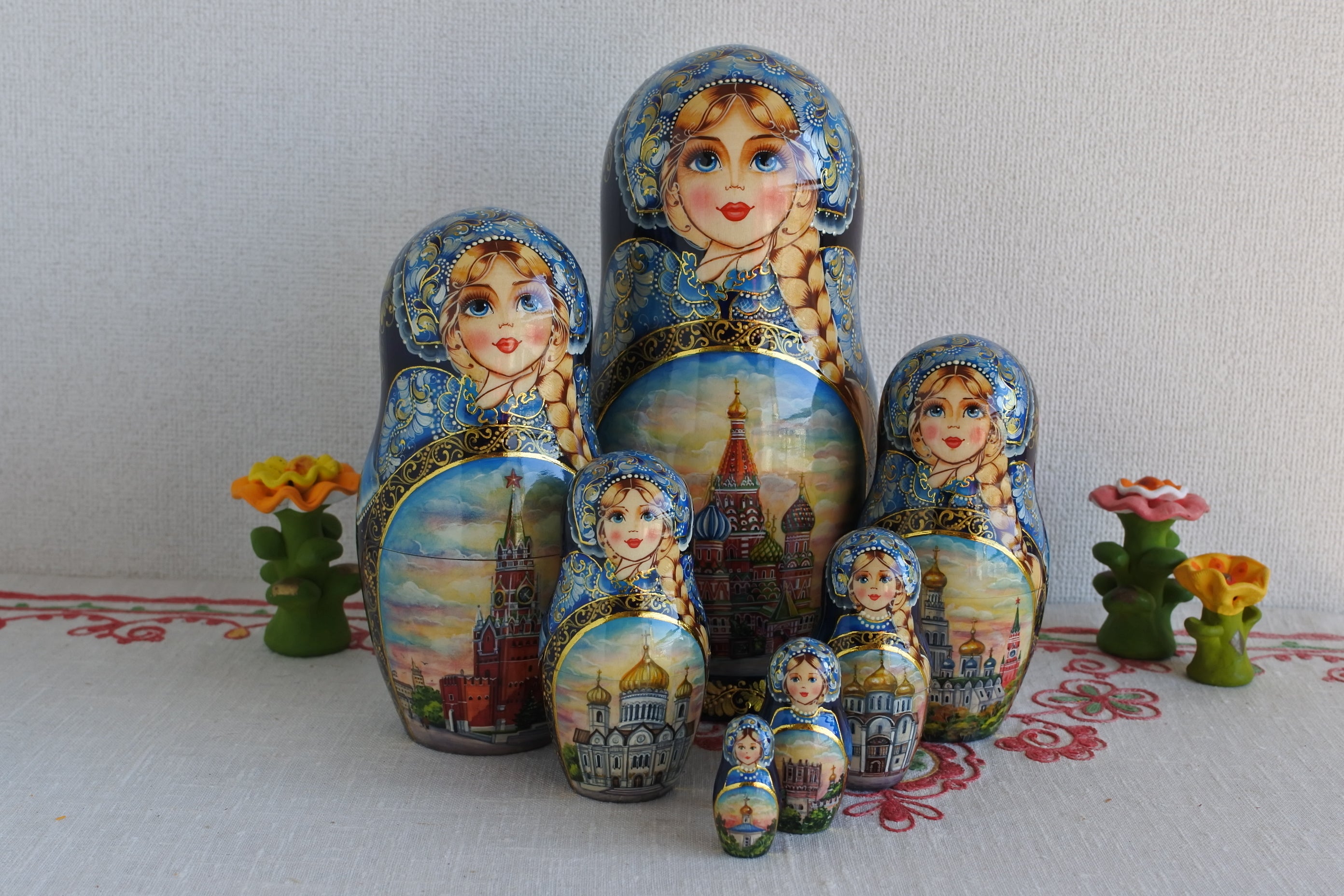 ナターリャ・ベルシーニナのマトリョーシカ モスクワ 7ピース ブルー