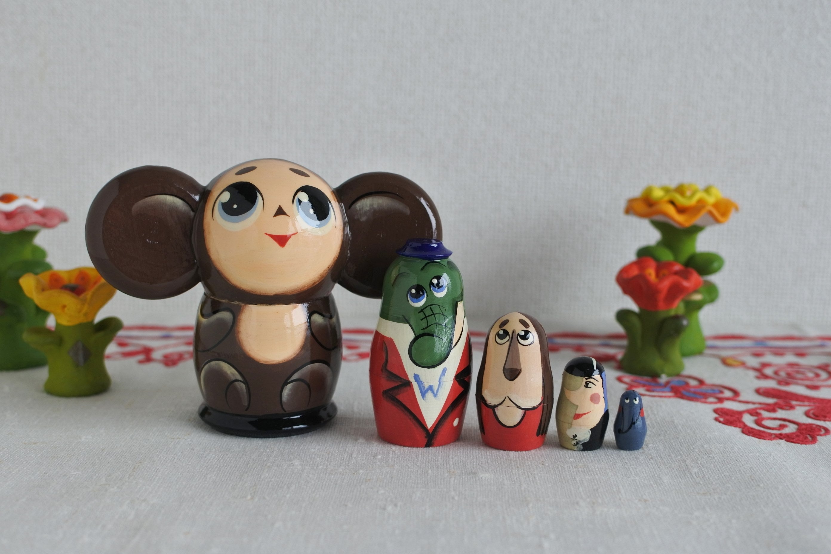 チェブラーシカ マトリョーシカ 5ピース 大きめサイズ ロシア雑貨い