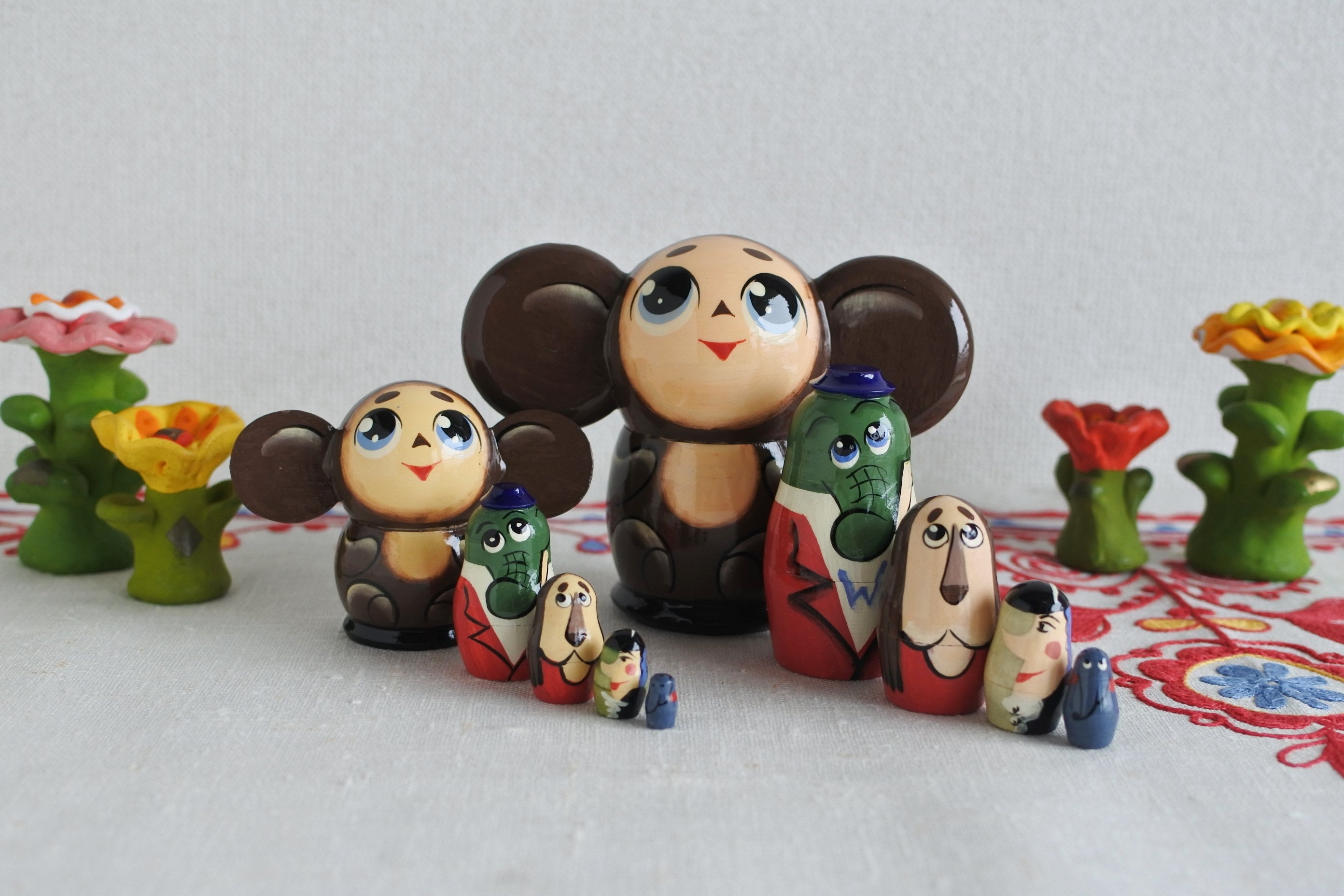 新品　チェブラーシカ　マトリョーシカ　5.4cmサイズ　5体セット 新品チェブラーシカマトリョーシカ5.4cmサイズ5体セット