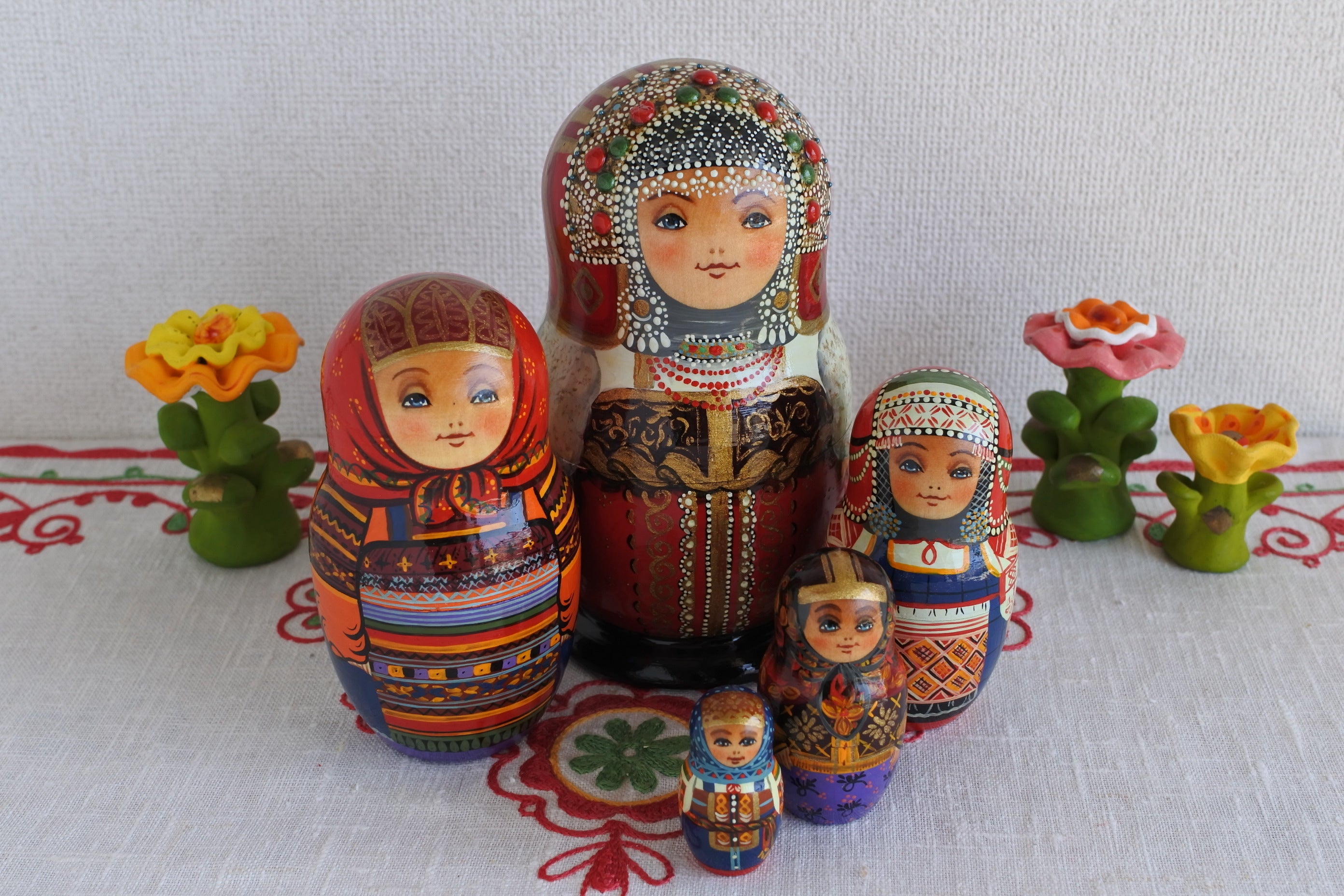 マトリョーシカ ロシア民芸品 作家もの ワーリャ・ダロフェエワ ロシア