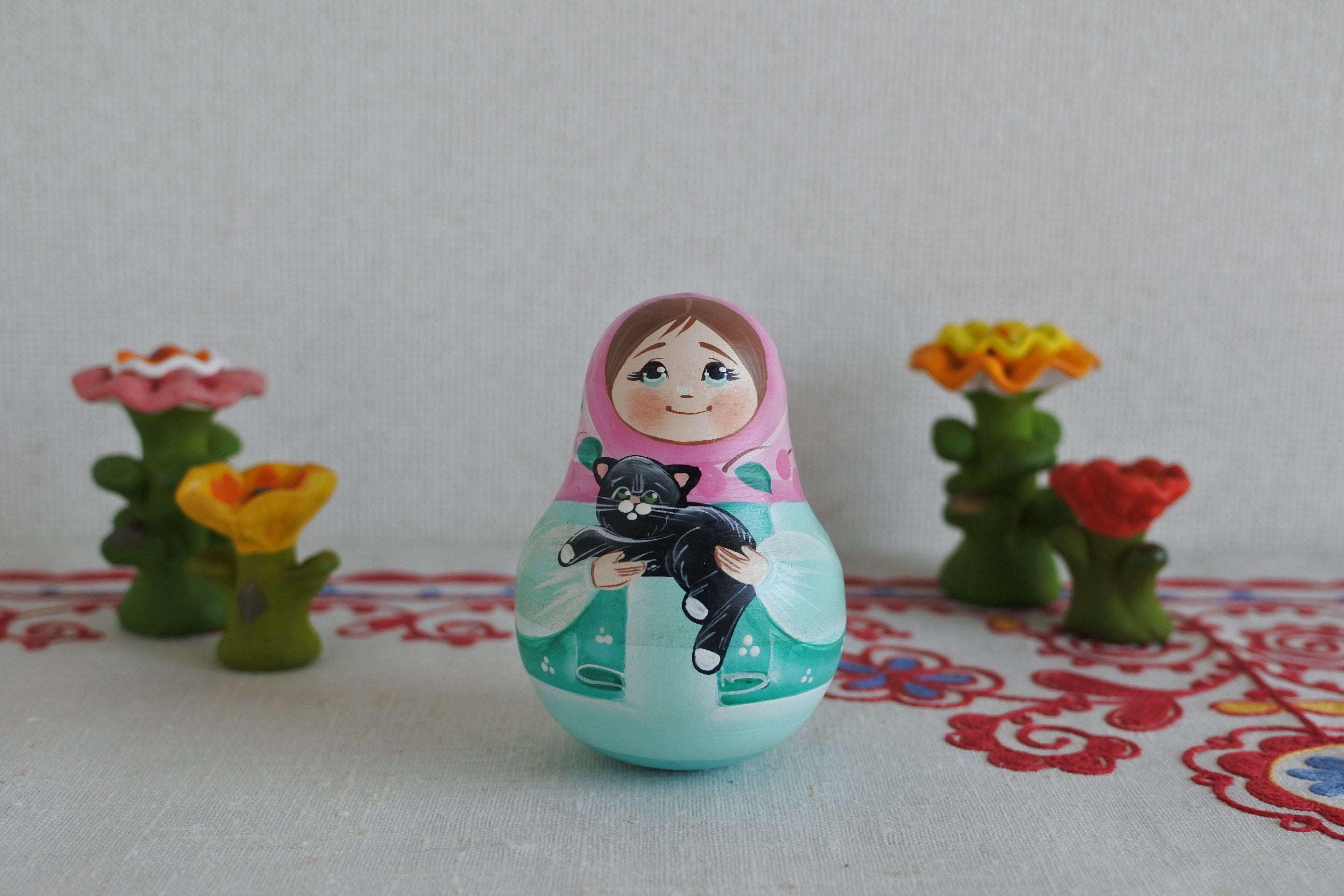 起き上がりこぼし ロシア民芸品 木工 音色 お祝い 贈答品 縁起物