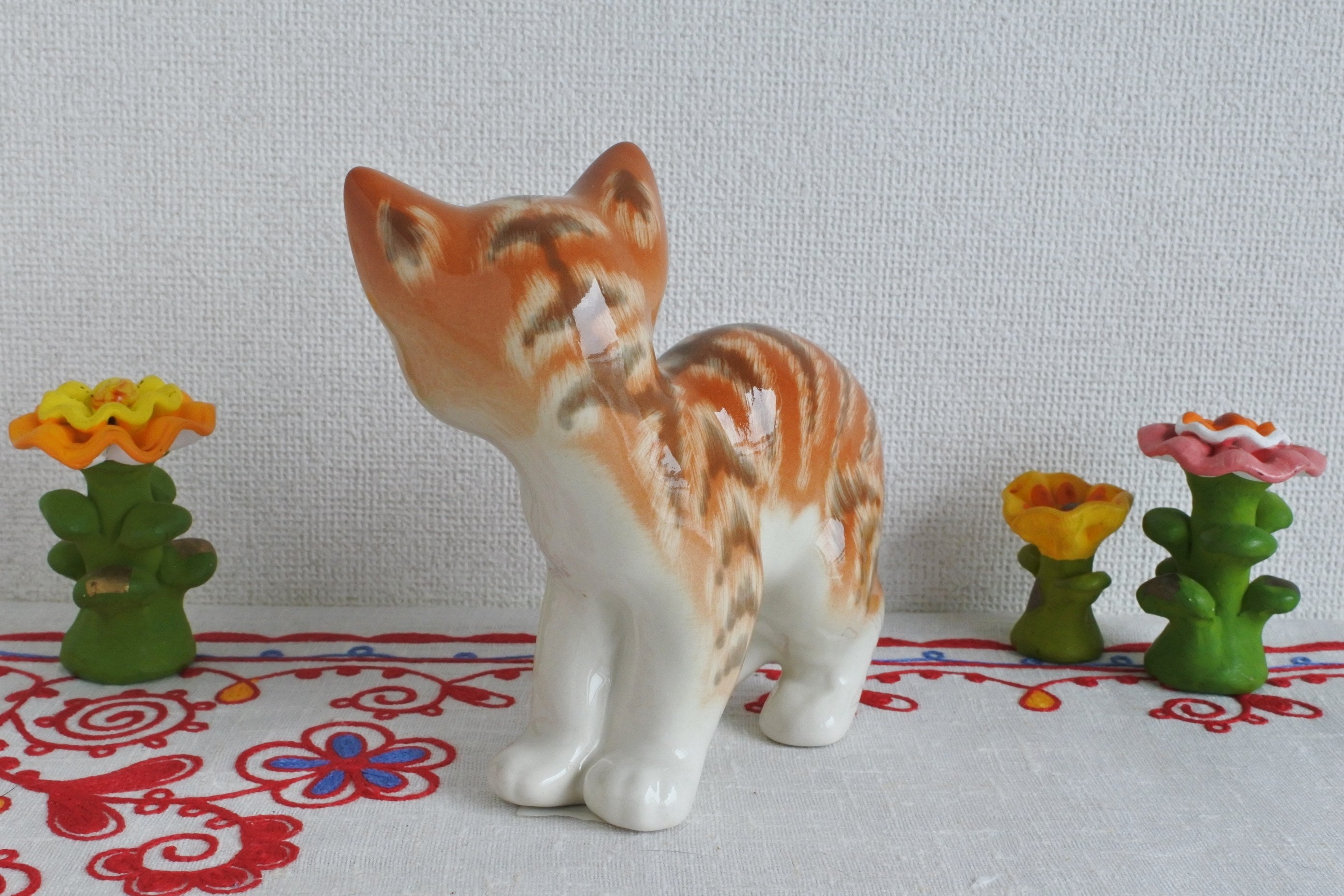 ヴィンテージ Lomonosov ロモノーソフ USSR 猫　置物 ヴィンテージ Lomonosov ロモノーソフ USSR 猫 置物