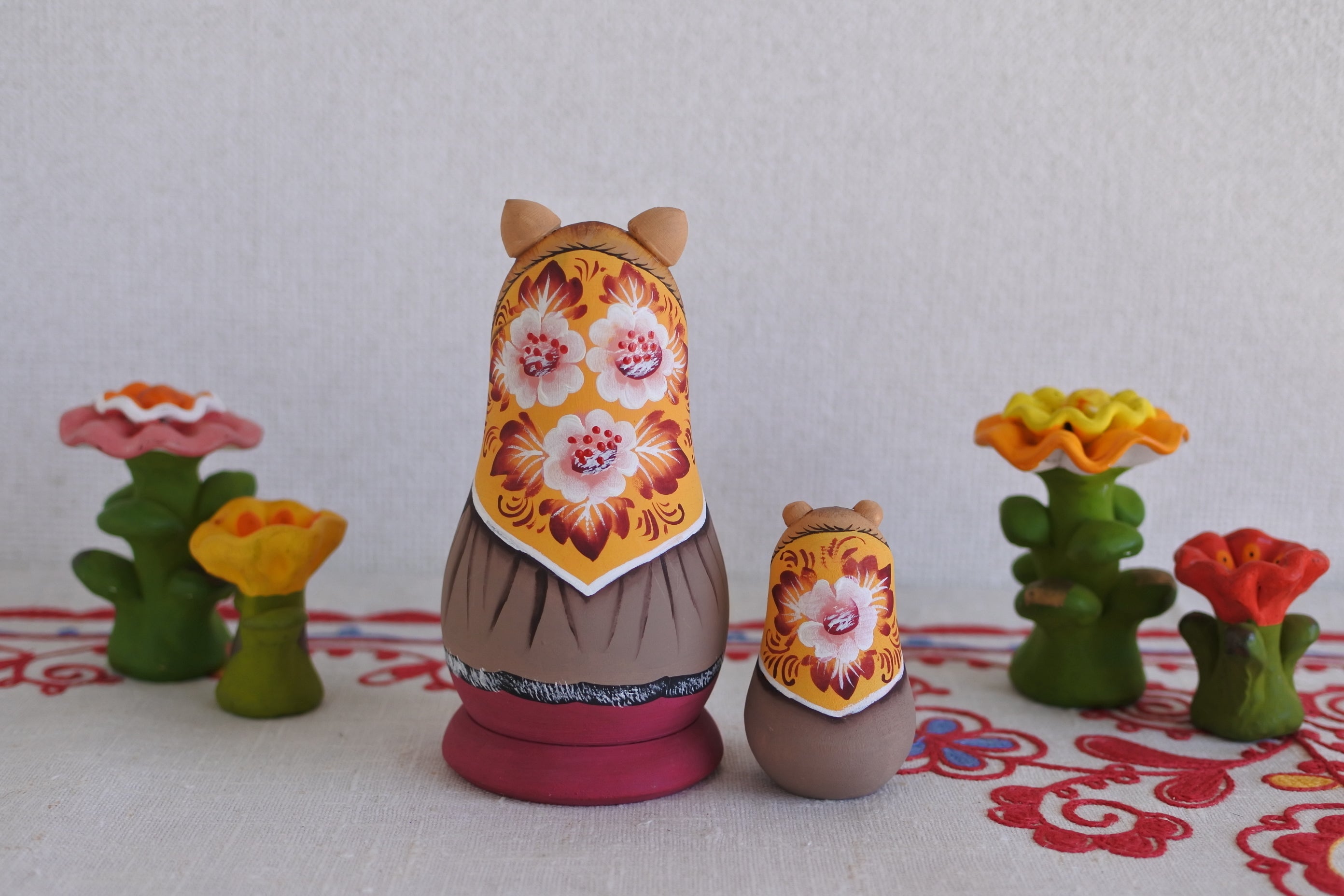 マトリョーシカ　猫　作家もの　ロシア雑貨　ハンドメイド ロシア雑貨 マトリョーシカ ～ 虹色の猫・ねこ・ネコ ～ 7ピース