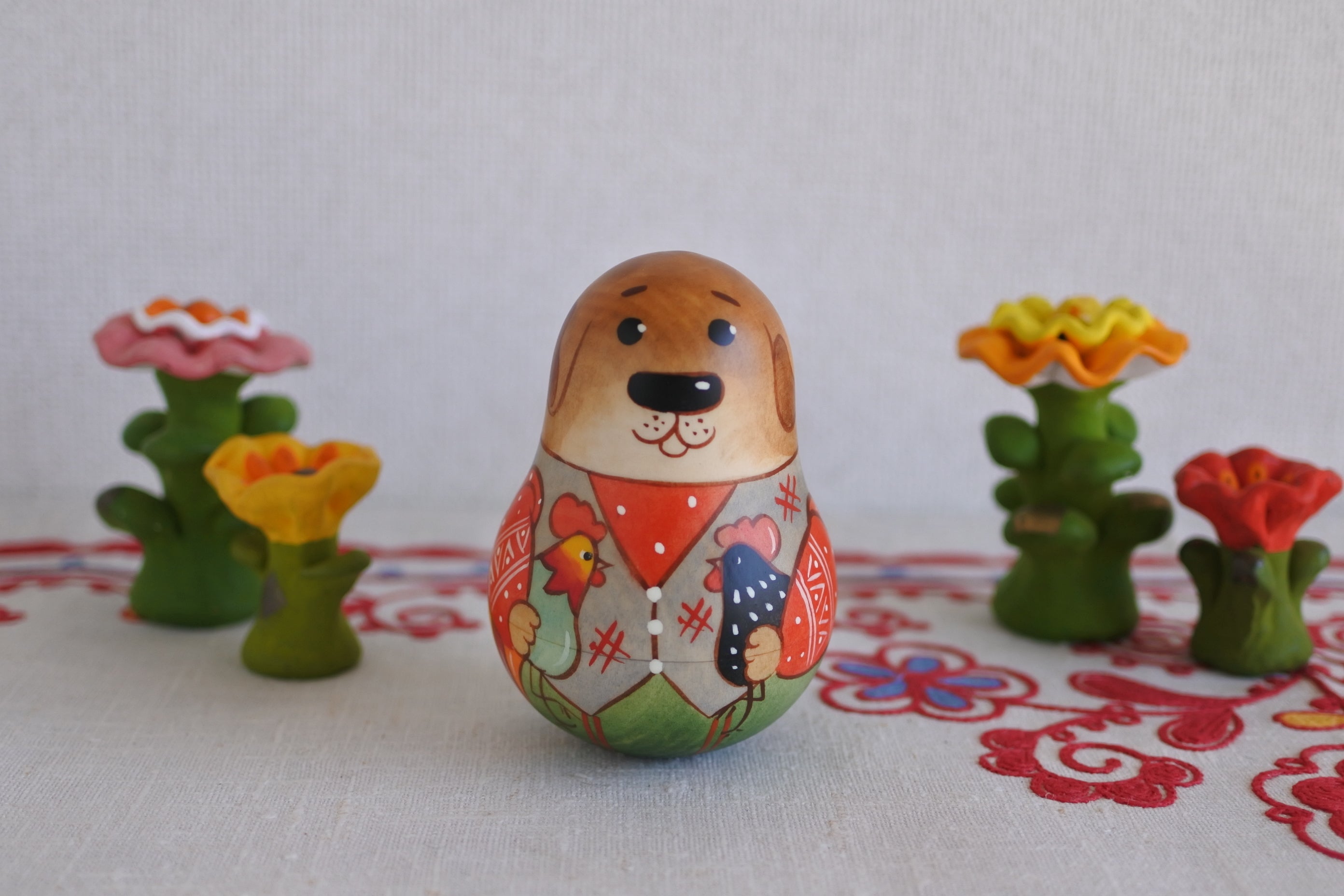 起き上がりこぼし ロシア民芸品 木工 音色 お祝い 贈答品 縁起物