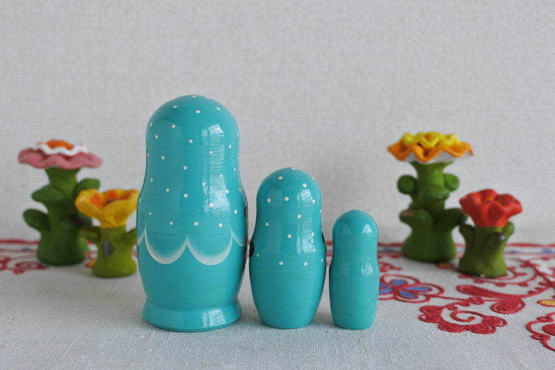 マトリョーシカ　花*花　BLUE  3P