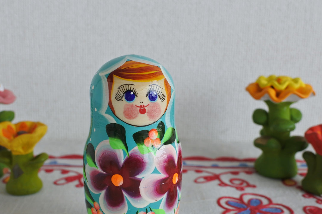マトリョーシカ　花*花　BLUE  3P