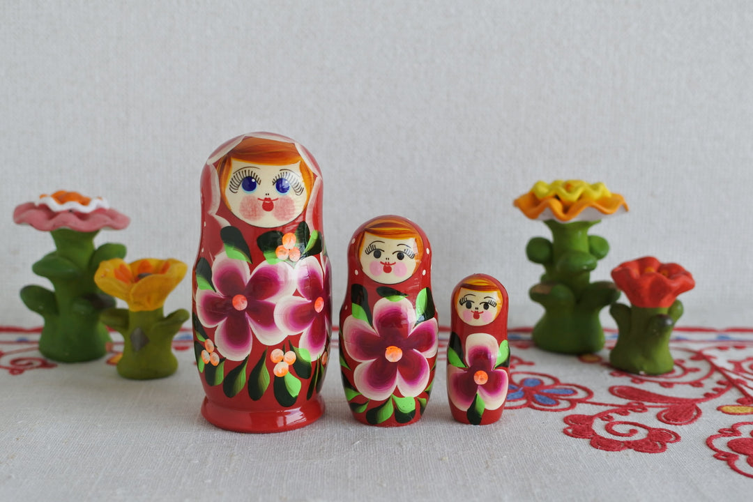 マトリョーシカ  花＊花　RED　3P