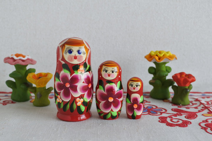マトリョーシカ  花＊花　RED　3P