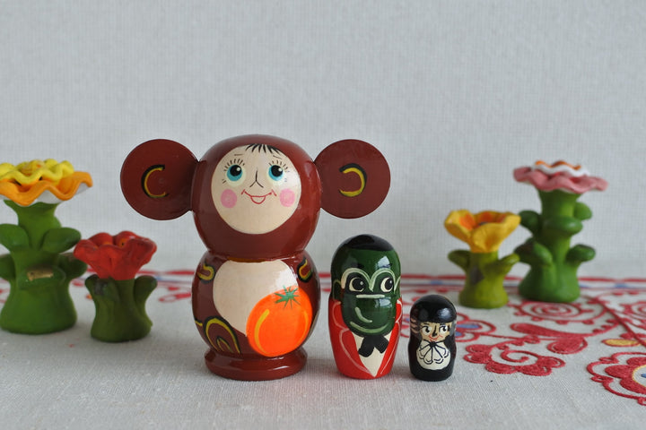 チェブラーシカのマトリョーシカ オレンジ3P