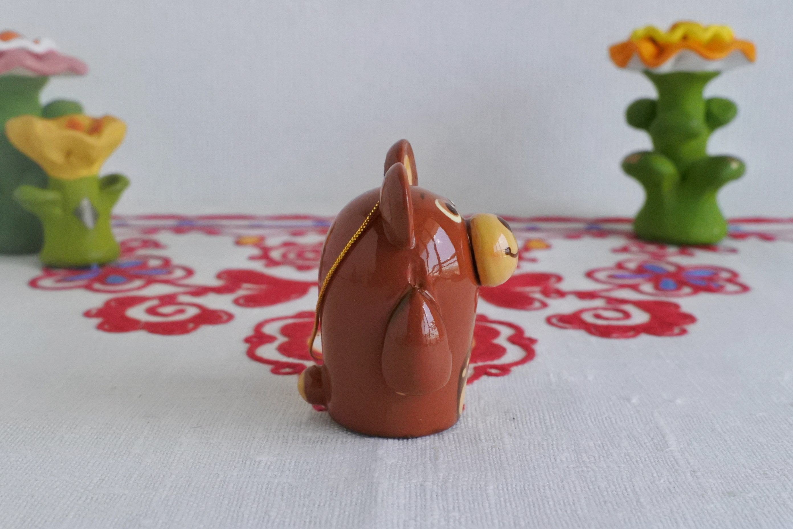 木の人形 クマ 茶ぐま オーナメント キーホルダー 置物 ロシア民芸品