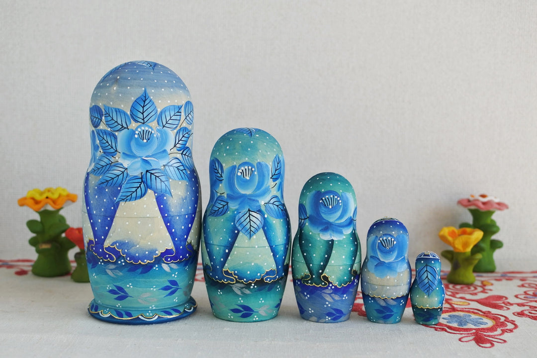 ラリーサ・クレメンティェワのマトリョーシカ　雪娘　BLUE　5P