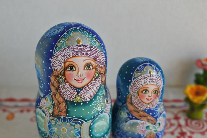 ラリーサ・クレメンティェワのマトリョーシカ　雪娘　BLUE　5P