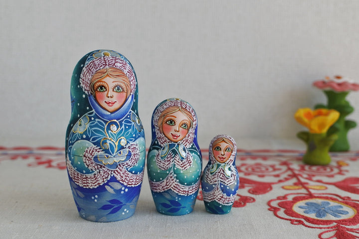 ラリーサ・クレメンティェワのマトリョーシカ　雪娘　BLUE　5P