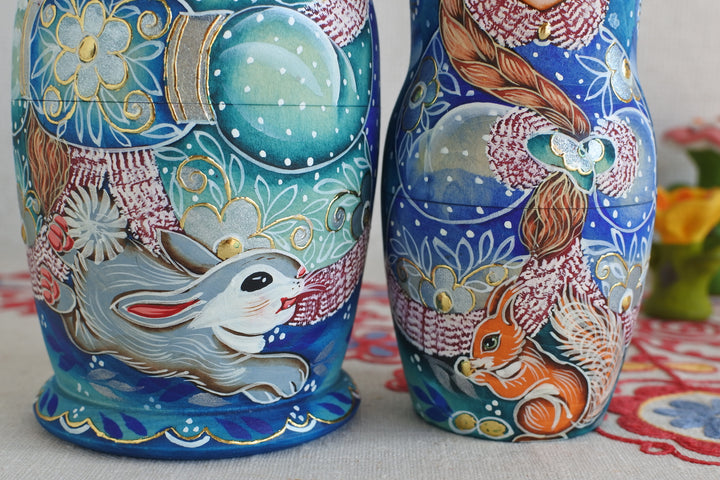 ラリーサ・クレメンティェワのマトリョーシカ　雪娘　BLUE　5P