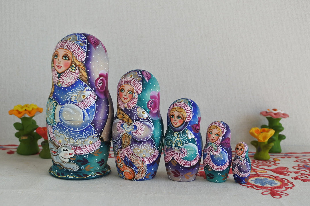 ラリーサ・クレメンティェワのマトリョーシカ　雪娘　PURPLE　5P