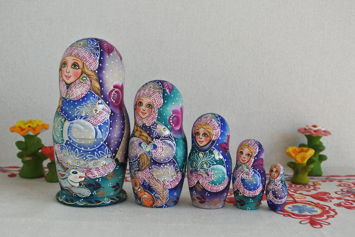 ラリーサ・クレメンティェワのマトリョーシカ　雪娘　PURPLE　5P