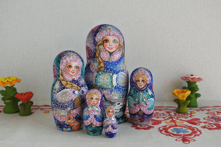 ラリーサ・クレメンティェワのマトリョーシカ　雪娘　PURPLE　5P