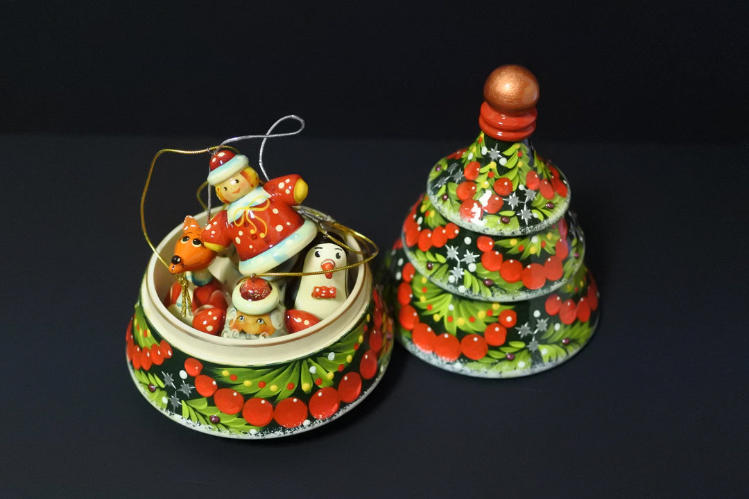 クリスマスツリーのオーナメントセット　グリーン5P-B