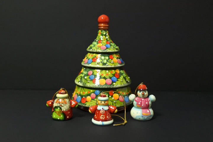 クリスマスツリーのオーナメントセット　グリーン3P-A