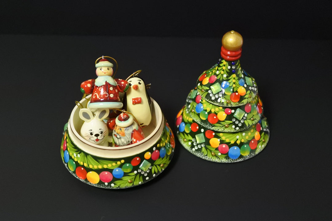 クリスマスツリーのオーナメントセット　グリーン5P-A