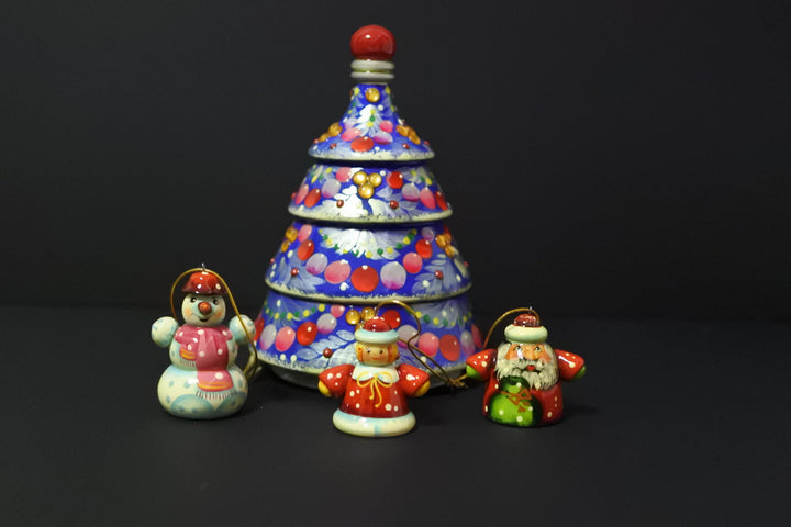 クリスマスツリーのオーナメントセット　ブルー3P-A