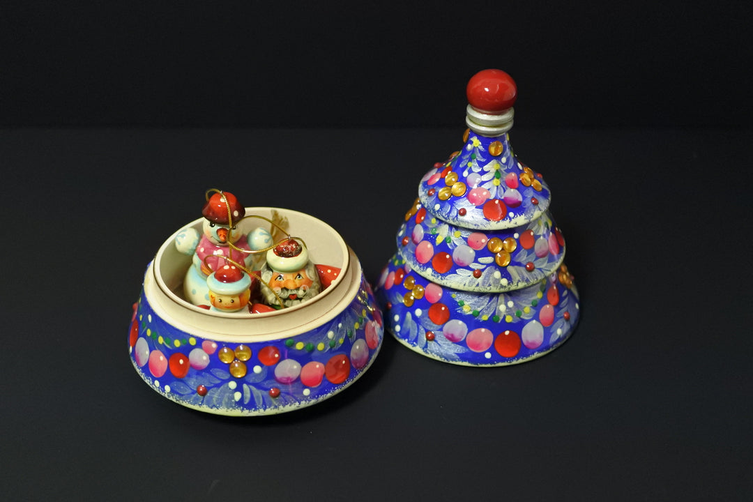 クリスマスツリーのオーナメントセット　ブルー3P-A