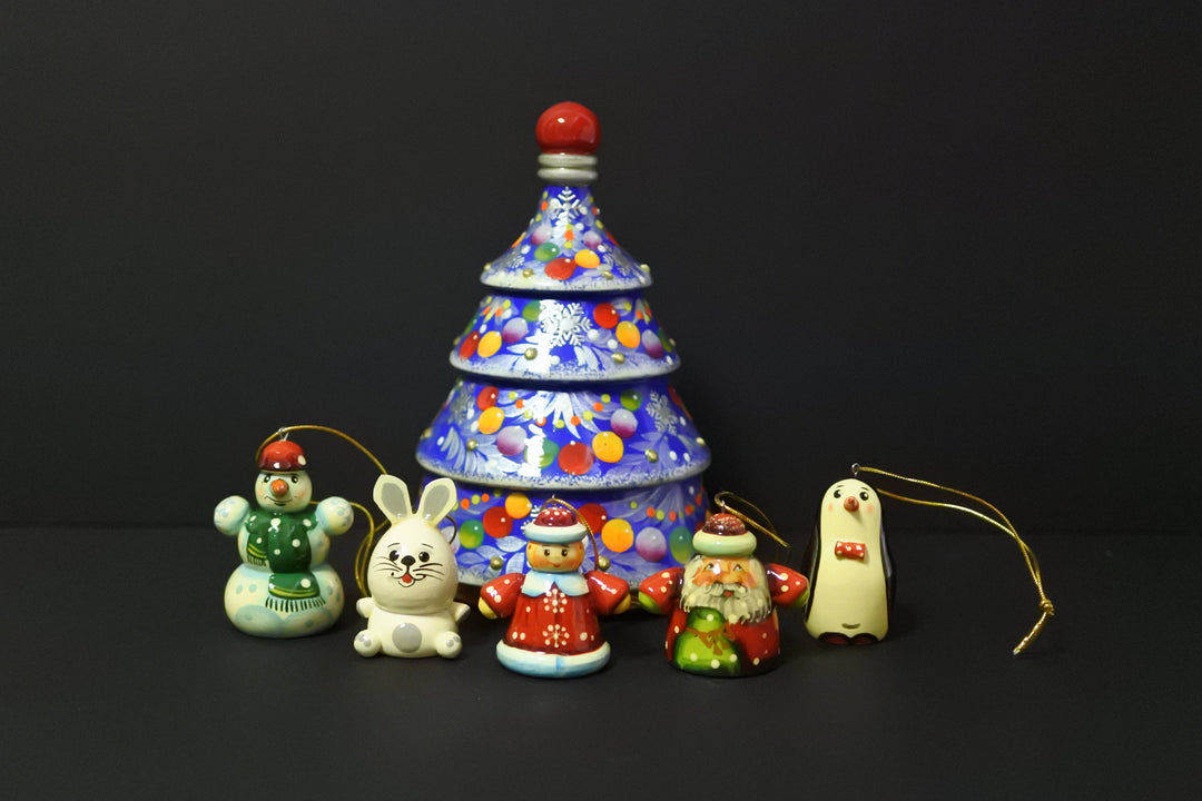 クリスマスツリーのオーナメントセット　ブルー5P-A