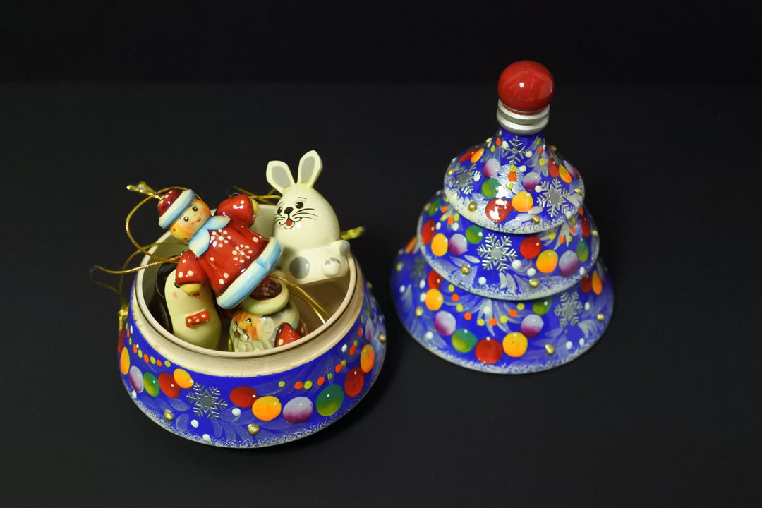 クリスマスツリーのオーナメントセット　ブルー5P-A