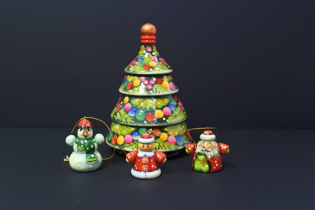 クリスマスツリーのオーナメントセット　グリーン3P-C