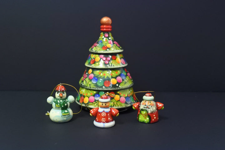 クリスマスツリーのオーナメントセット　グリーン3P-C