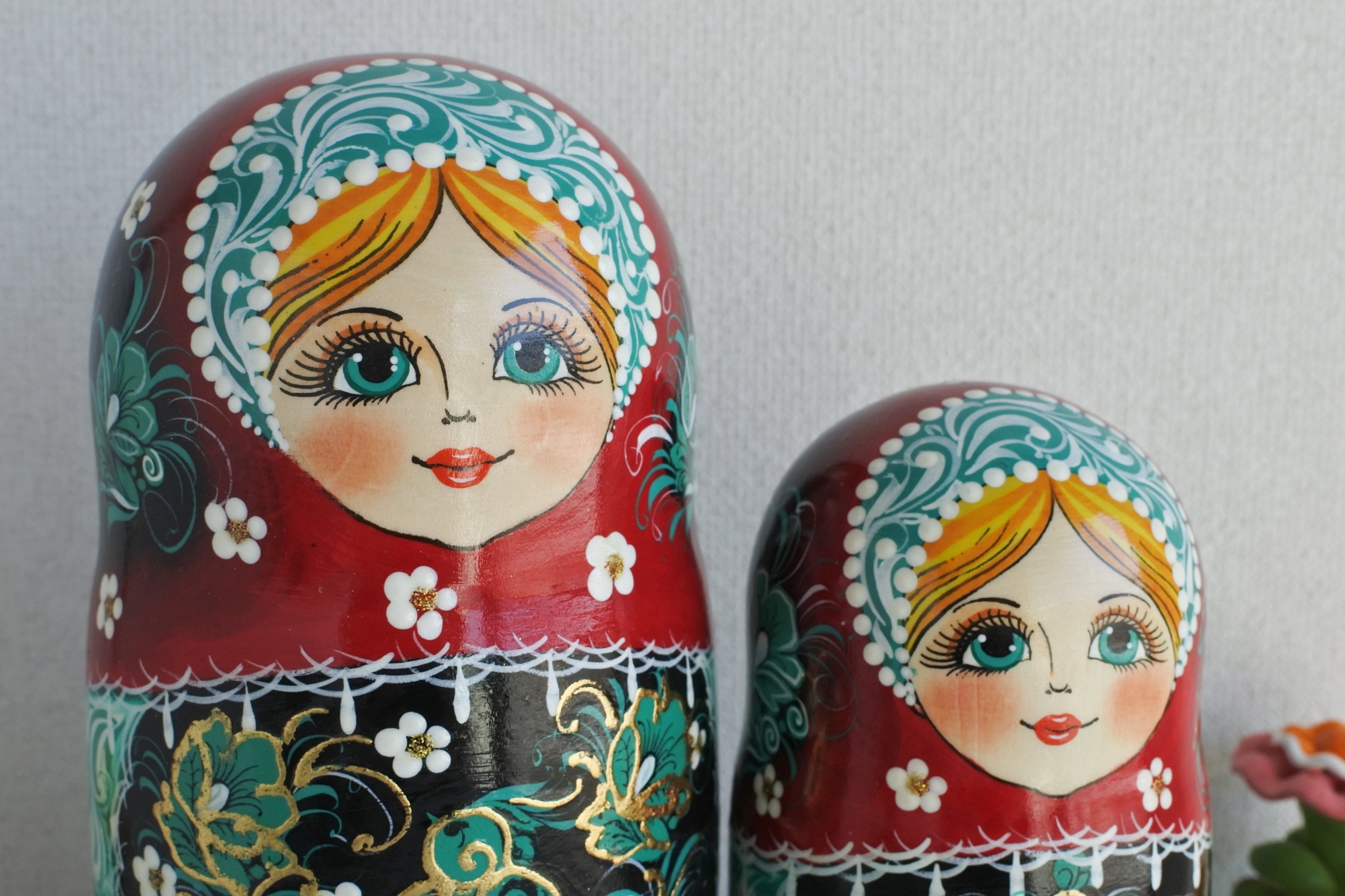 ⭐︎25体⭐︎ロシア雑貨☆マトリョーシカ　1999年製 マトリョーシカ 7ピース ロシア民芸品 グリーン 小鳥 ロシア雑貨いりえ