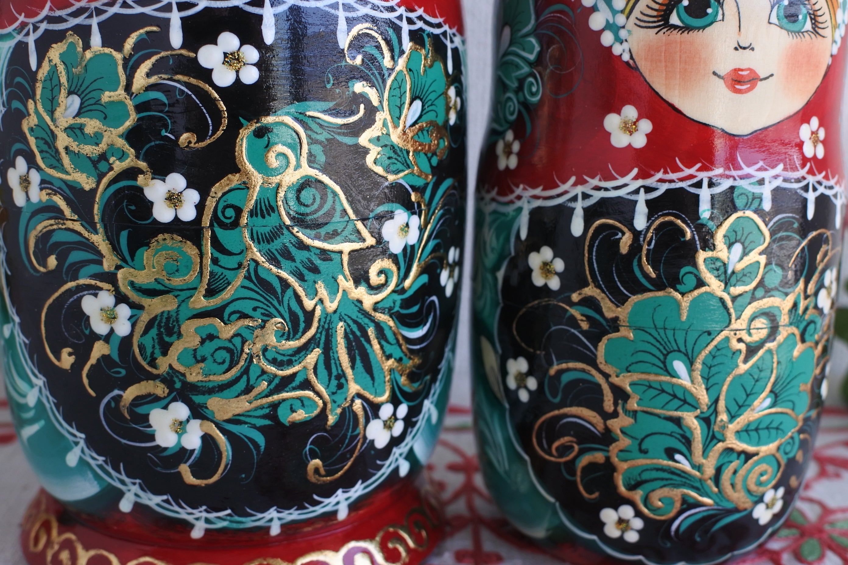 クリスマスセール♪ロシア雑貨☆ Fairiesマトリョーシカ(7P)マルガリータ マトリョーシカ 7ピース ロシア民芸品 グリーン 小鳥 ロシア雑貨