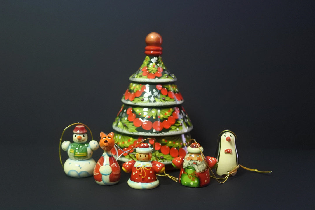 クリスマスツリーのオーナメントセット　グリーン5P-B