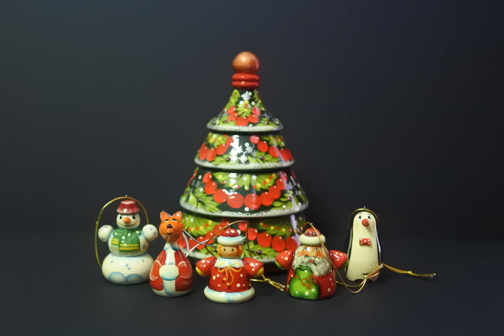 クリスマスツリーのオーナメントセット　グリーン5P-B